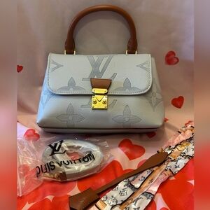 Louis V Baby Blue  and Brown Handled Women's Bag